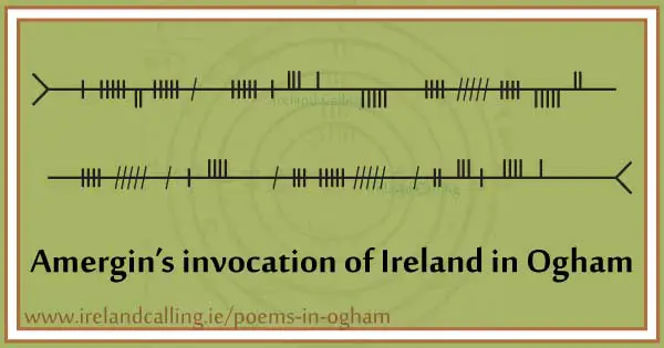 Poem written in Ogham. Image copyright Ireland Calling