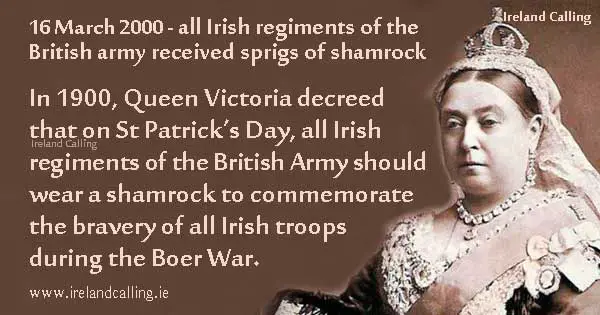 Queen Victoria sends shamrock to Irish regiments. Image copyright Ireland Calling