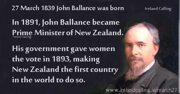 John Ballance born in Ireland became Prime Minister of New Zealand Image copyright Ireland Calling