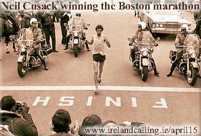 Neil Cussack winning the Boston marathon