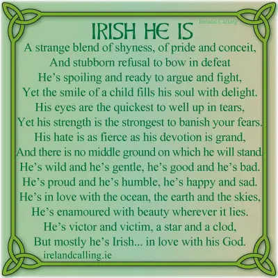 Irish He Is poem. Image copyright Ireland Calling
