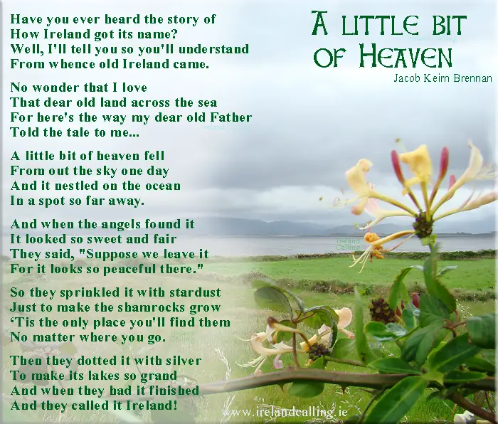 A Little Bit of Heaven poem. Image copyright Ireland Calling
