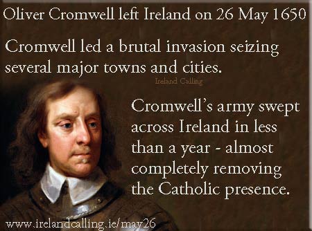 Oliver Cromwell left Ireland in 1650