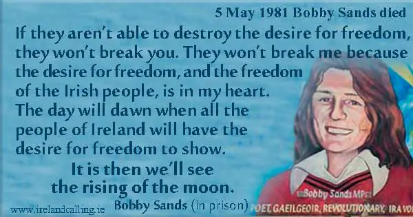 Extract from Bobby Sands prison diary Image Ireland Calling