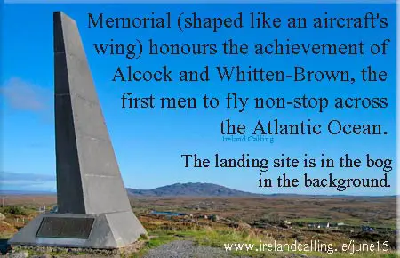 Alcock and Brown Memorial. The first men to fly the Atlantic landed in Galway. Photo Copyright - Smb1001 CC3
