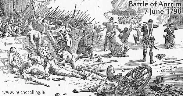 Battle of Antrim etching. Historical Notices of Old Belfast 1896
