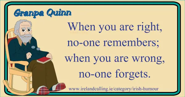 Irish humour Grandpa Quinn. Image copyright Ireland Calling