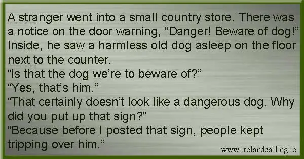 Irish humour. Beware of the dog. Image copyright Ireland Calling