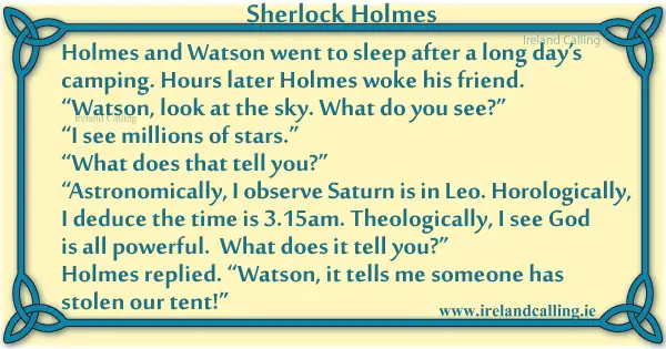 Sherlock Holmes joke. Image copyright Ireland Calling