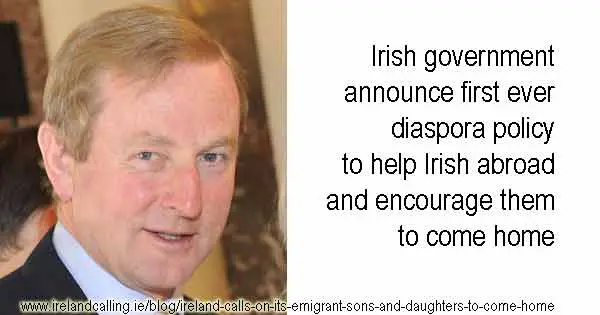 Irish diaspora policy to encourage emigrants to come home