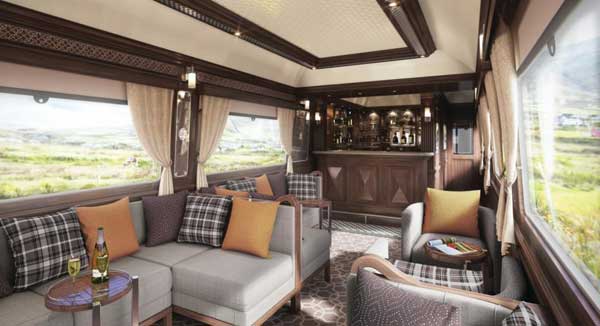 Luxury locomotive tours - a whole new way to visit Ireland. Bar area