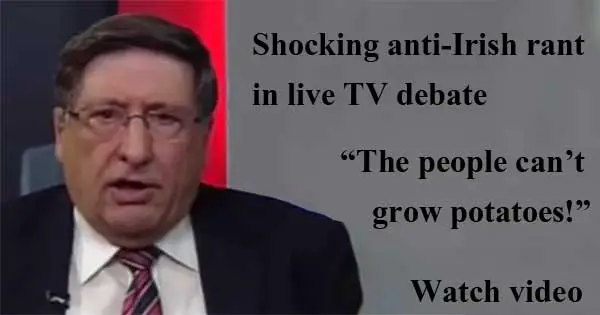 Shocking anti-Irish rant from Australian in live TV debate. Image Copyright - Irleand Calling
