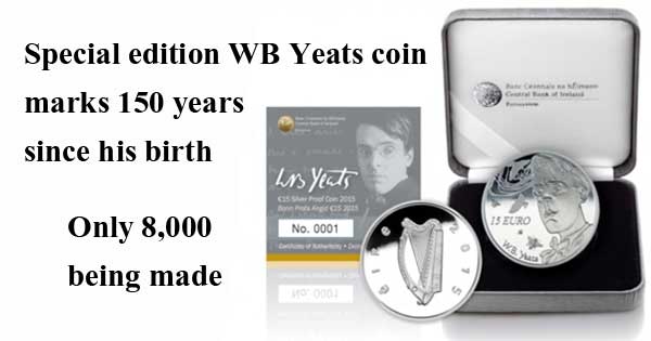 Special WB Yeats coin to mark 150 years since his birth