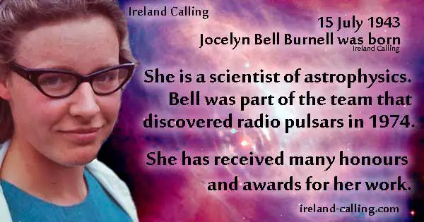 Jocelyn Bell Burnell. Crab Nebula showing synchrotron emission in the surrounding pulsar wind nebula. Image copyright Ireland Calling