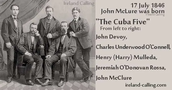 The_Cuba_five_l-to-r-John-Devoy_Charles-Underwood_O-Connell_Henry-Harry-Mulleda_Jeremiah-O-Donovan-Rossa_John-McClure Image copyright Ireland Calling