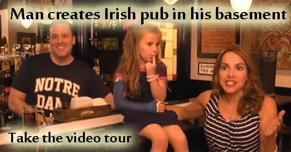 Video tour - man builds ultimate Irish pub in basement of family home
