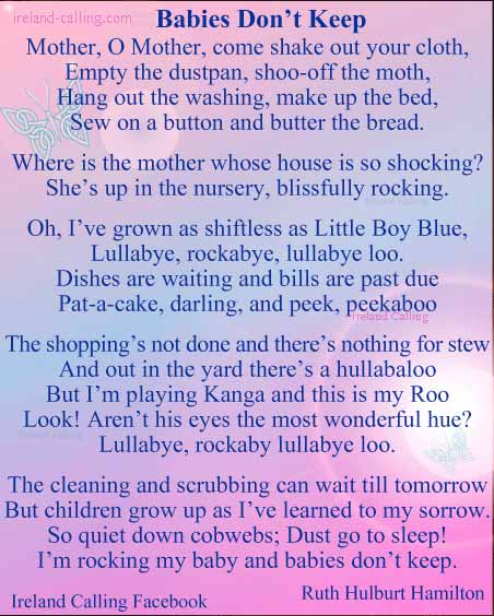 Favourite-poems-from-FB_Babies-dont-keep Image copyright Ireland Calling