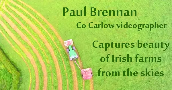 Birdseye view of Irish tractors mowing by Paul Brennan