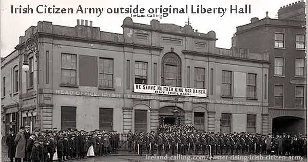 Irish Citizen Army outside original Liberty Hall. Image copyright Ireland Calling