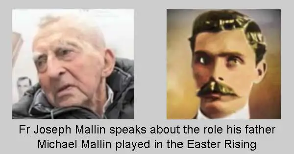 Fr Joseph Mallin speaks about his father Michael Mallin and the Easter Rising. Image copyright Ireland Calling