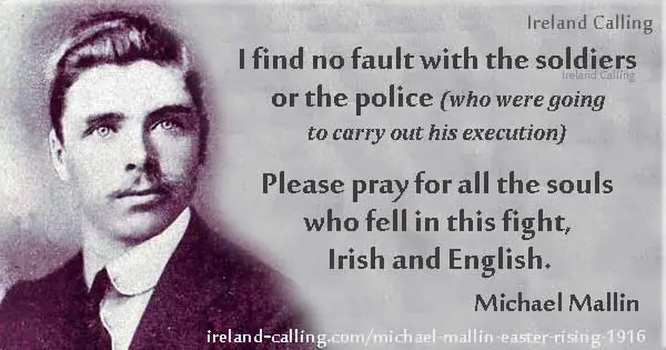 Michael Mallin executed after 1916 Easter Rising Image Ireland Calling