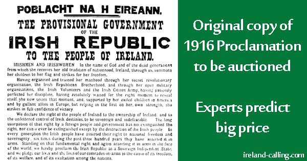 1916 Proclamation to be sold at auction