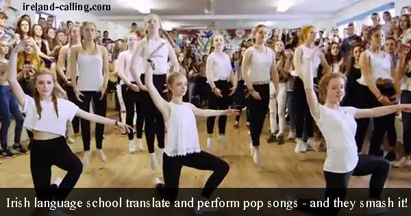 Irish language school translate and perform pop songs