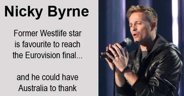 Nicky Byrne - Former Westlife star is favourite to reach the Eurovision final... and he could have Australia to thank. photo copyright Harrywad cc3
