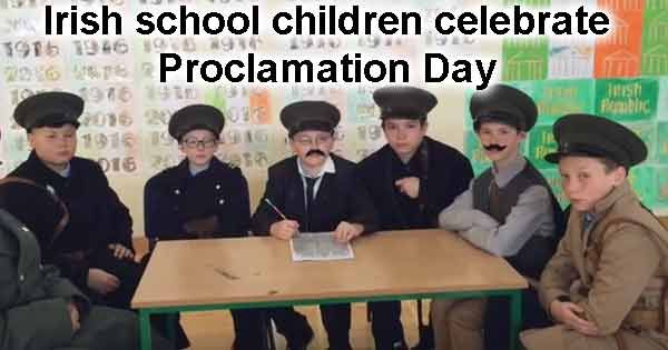 Irish school children celebrate Proclamation-Day