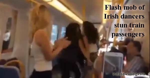 Flash mob of Irish dancers stun train passengers
