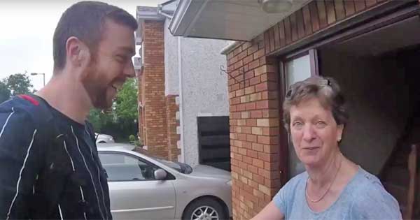 Son flies home to surprise mam on birthday