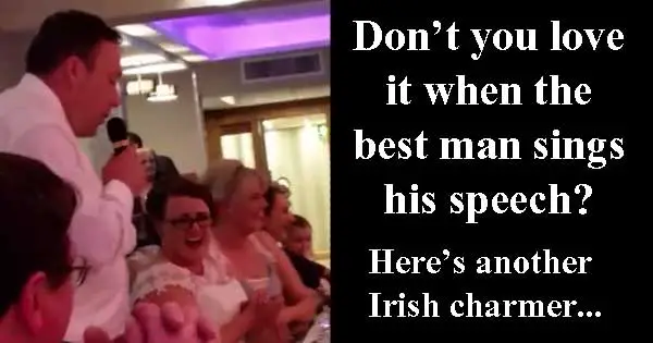 Irish best man stuns newlyweds by singing specially written speech