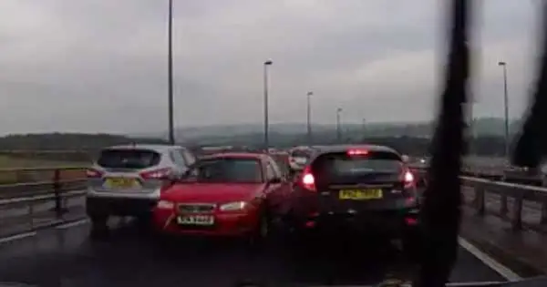 Motorist courts disaster by driving wrong way over Irish Motorway Bridge