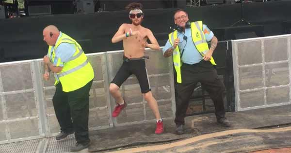 Security guards dancing at South West Four festival