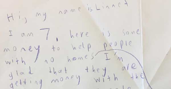 Generous seven-year-old donates to homeless in Dublin, and sends a covering letter