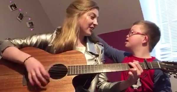 Beautiful duet from Irish musician and little brother