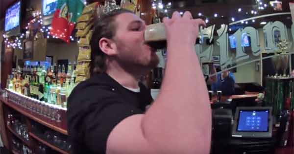 New Jersey bartender shows off gravity defying trick with pint of Guinness