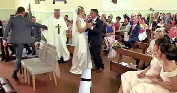 An Irish priest got wedding guests dancing in the church during the ceremony