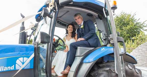 Irish bride drives tractor to church