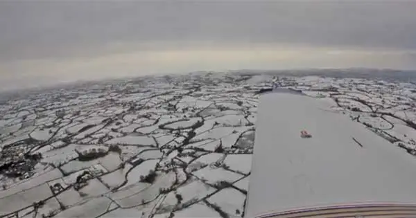 Bird’s eye footage shows Ireland’s fields as a Winter Wonderland