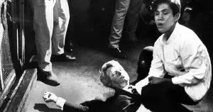 Juan Romero cradles Robert Kennedy's head after the Senator was shot