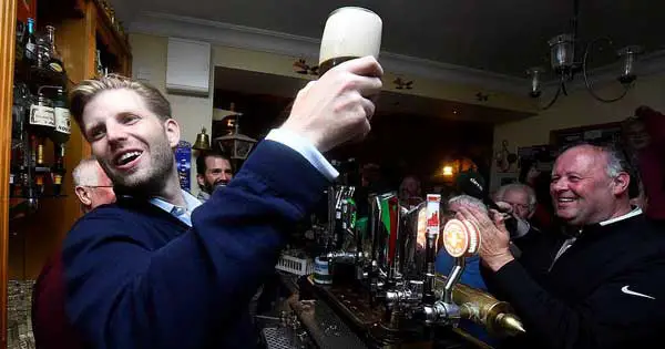 Eric Trump has not mastered the art of pouring a perfect pint