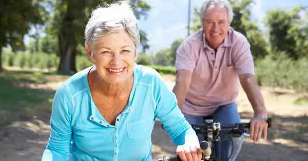 old couple on a bike ride