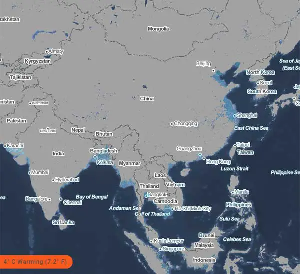 Interactive map shows the impact of rising sea levels on Asia