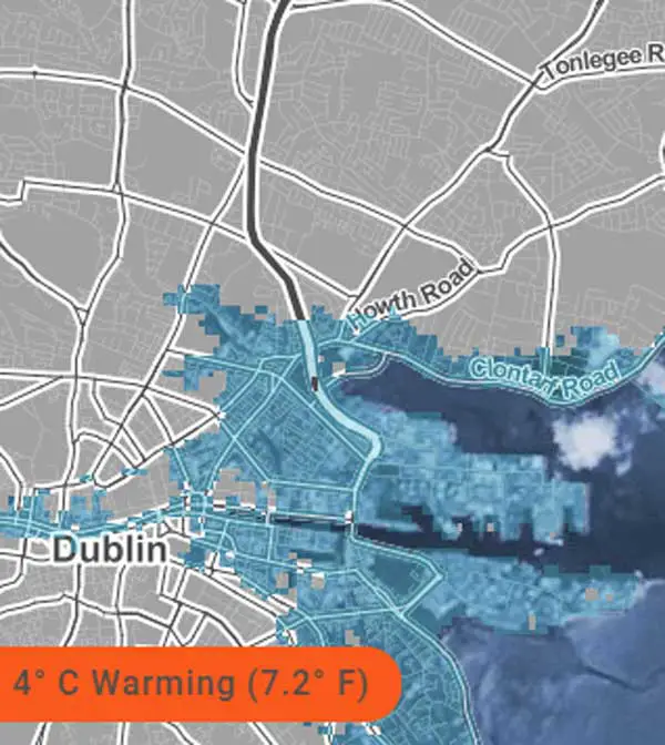 Interactive map shows the impact of rising sea levels on Ireland