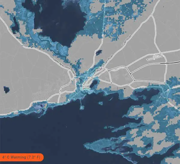 Interactive map shows the impact of rising sea levels on Galway