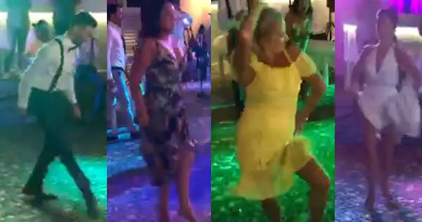 Whole family kicks off this wedding party with an Irish jig