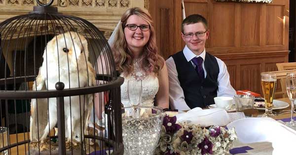 Harry Potter themed wedding is just perfect for happy couple. Photo from Connor Mccullough Photography Facebook