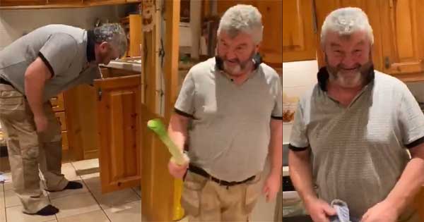 Irish Dad pranked by daughter with 'leek under the sink' gag