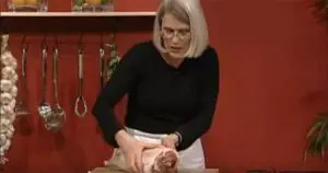 Darina Allen demonstrates how to prepare a leg of lamb for roasting